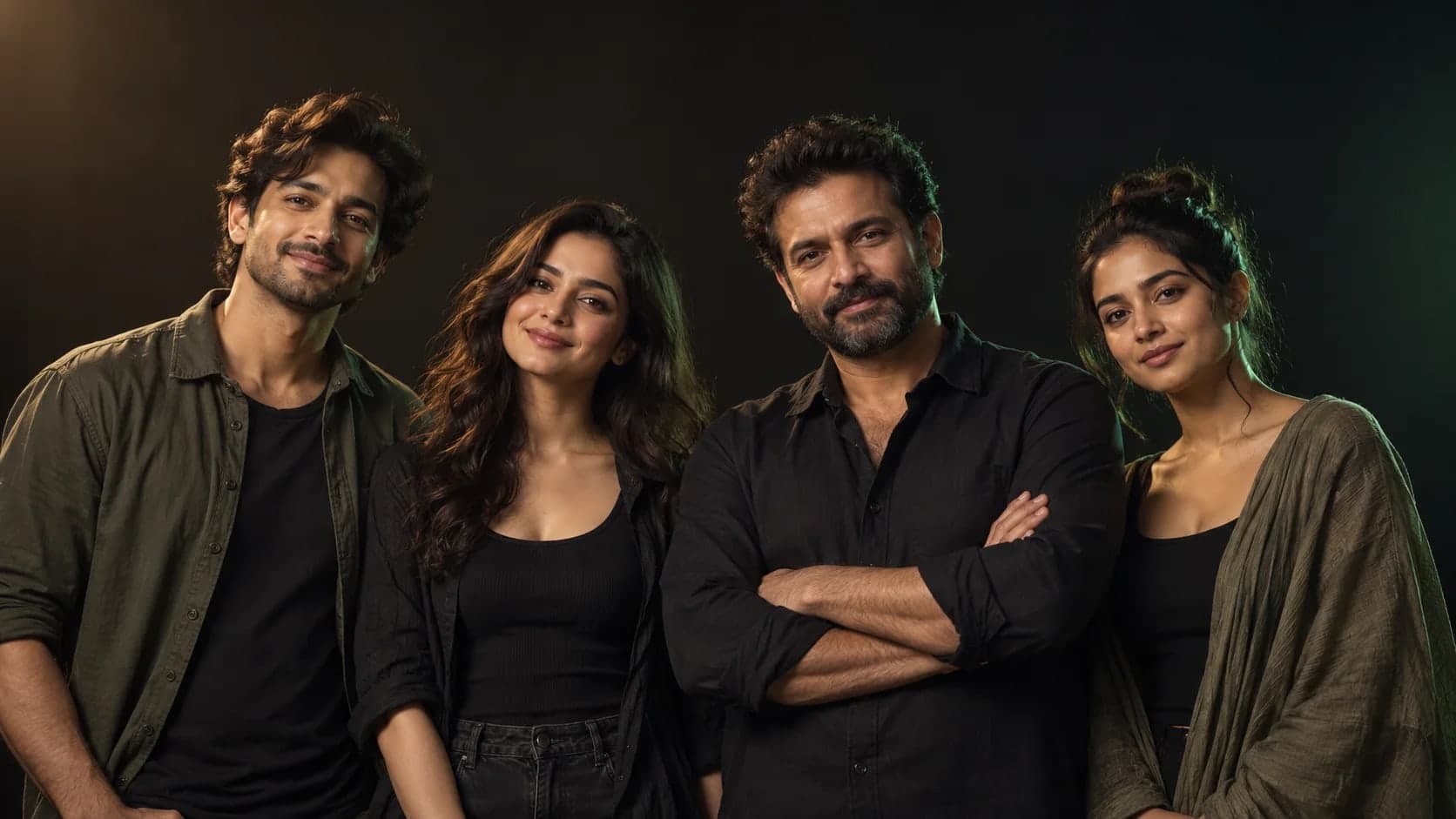 Group of performers together in a portrait studio